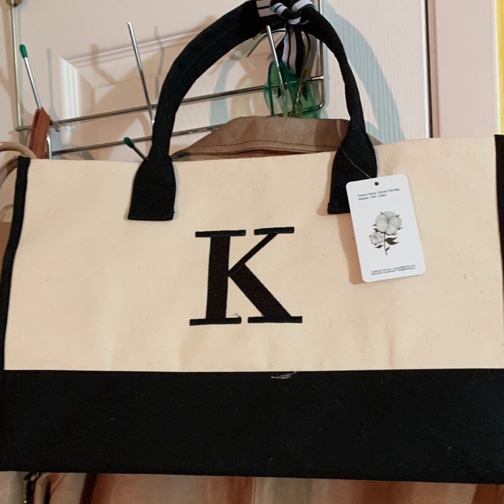 Elegant Black and Cream Tote Bag New With Tags